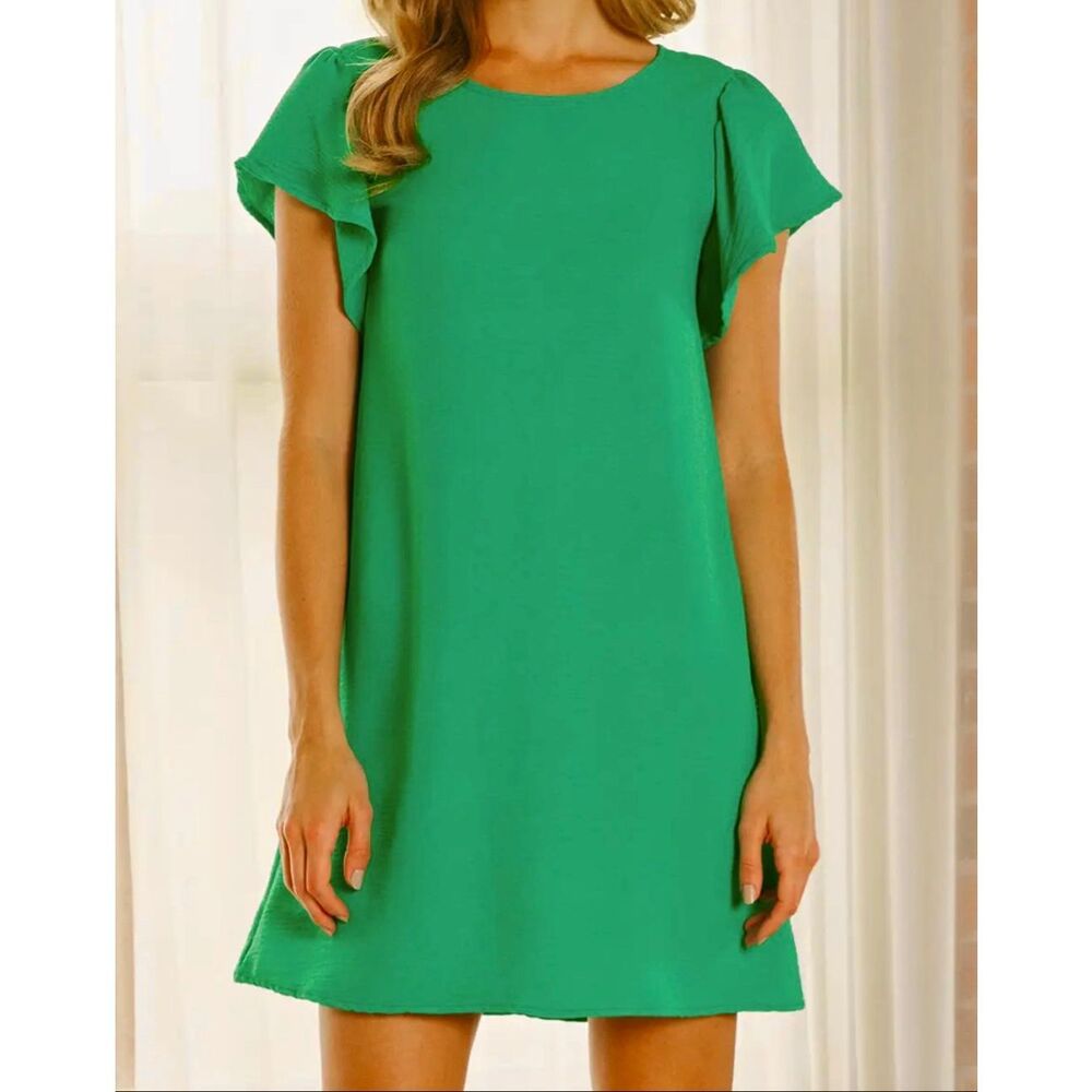 Adara Women’s Green Flutter Sleeve Dress Size Large NEW